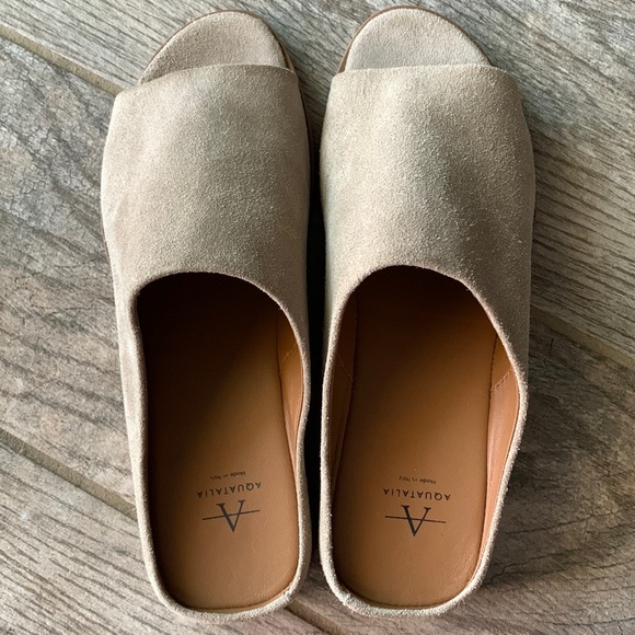 Aquatalia Anne Ecru Slide Suede NWOT - Picture 2 of 8